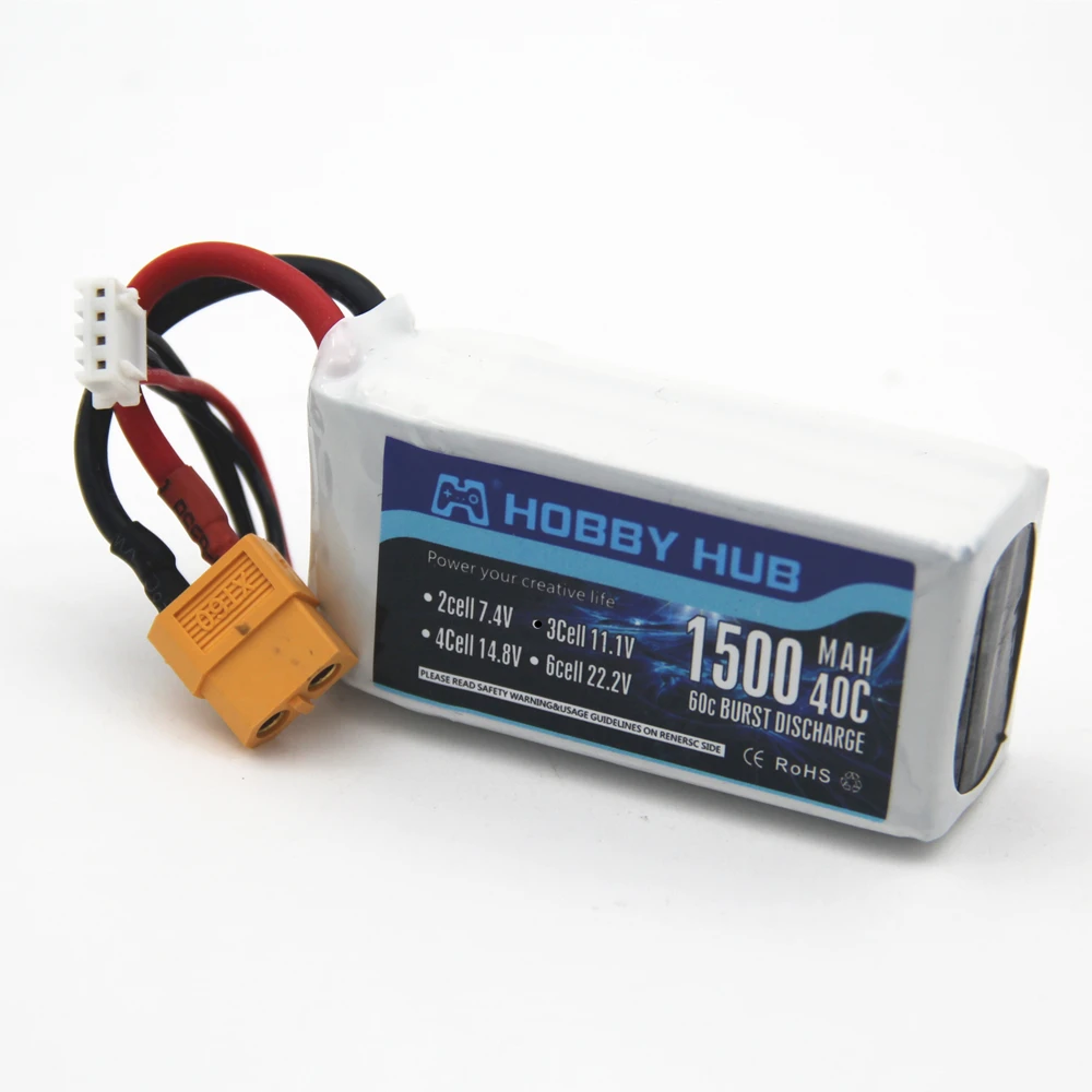 Аккумулятор Hobby Hub LiPo 11 1 В 1500 мАч 3S 40C Max 60C XT60 разъем для радиоуправляемого