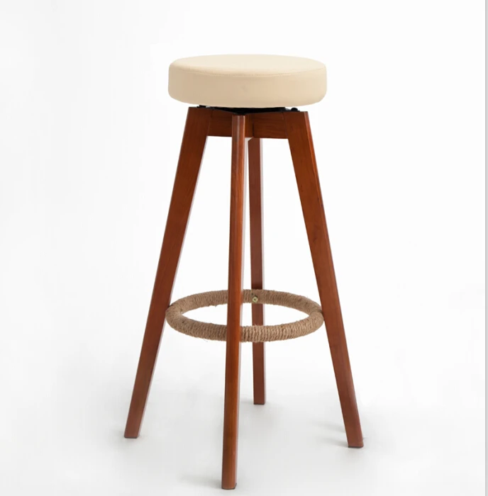 Wooden Swivel Bar Stools Modern Brown Finish Round Leather Foam Seat Wooden Swivel Bar Stools Modern Brown Finish Round Leather Foam Seat Backless Indoor Commerical Furniture Chair 29 Inch In From On