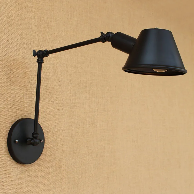 Черный поворотный настенный светильник с длинным кронштейном, светильники в стиле лофт, промышленный светильник s светодиодный Эдисон винтажный настенный светильник, бра с аппликацией
