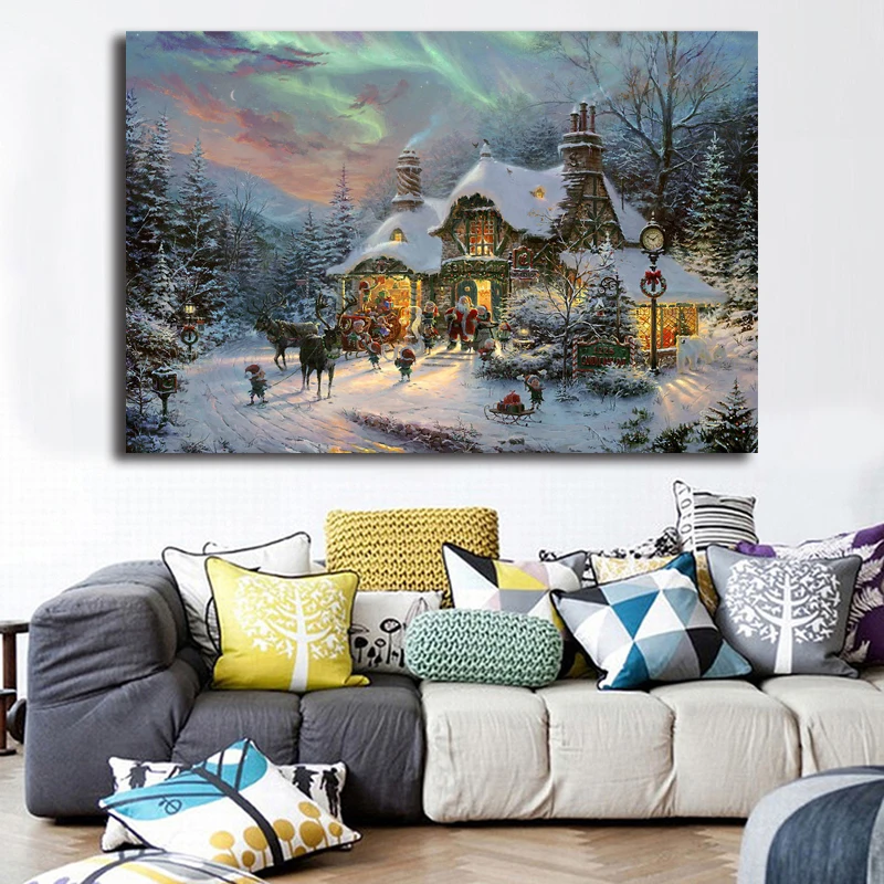 Вид Рождества Томас Кинкейд холст картина искусство плакат печать скандинавские дети украшение картина мальчик декор для детской спальни