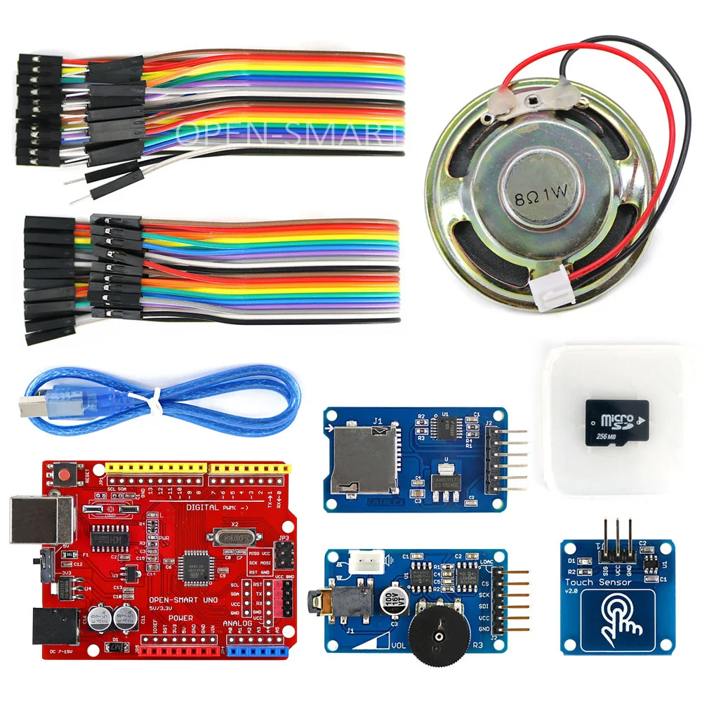 Wav Player Kit with UNO R3 Micro SD Card Touch Sensor Module and Speaker for Arduino Voice Broadcast 