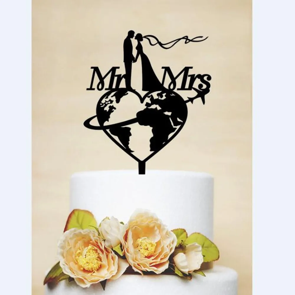 Путешествие свадебный торт Топпер, Mr и Mrs карта мира с самолетом торт Топпер, уникальный свадебный торт украшения топперы