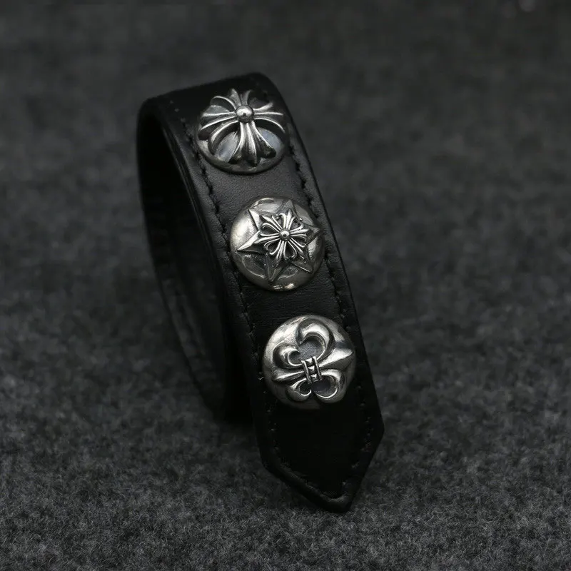 

Starfield Male Female CH Cross S925 Sterling Silver Retro Thai Silver Punk Style Bangle