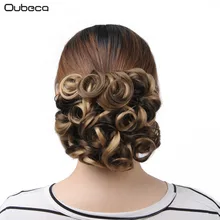 OUBECA женский синтетический кудрявый шиньон эластичная сетка с двумя пластиковыми гребнями клип в пучках волос шиньон