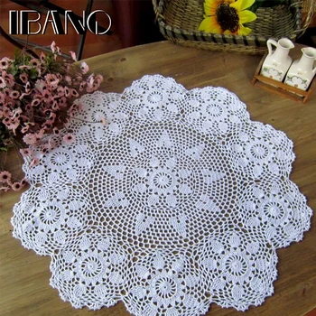 

Handmade Crochet Coasters Cotton Lace Cup Mat Placemat 60/70/ 80/ 90 CM RD Shabby Chic 4 Sizes Vintage Crocheted Tablecloth