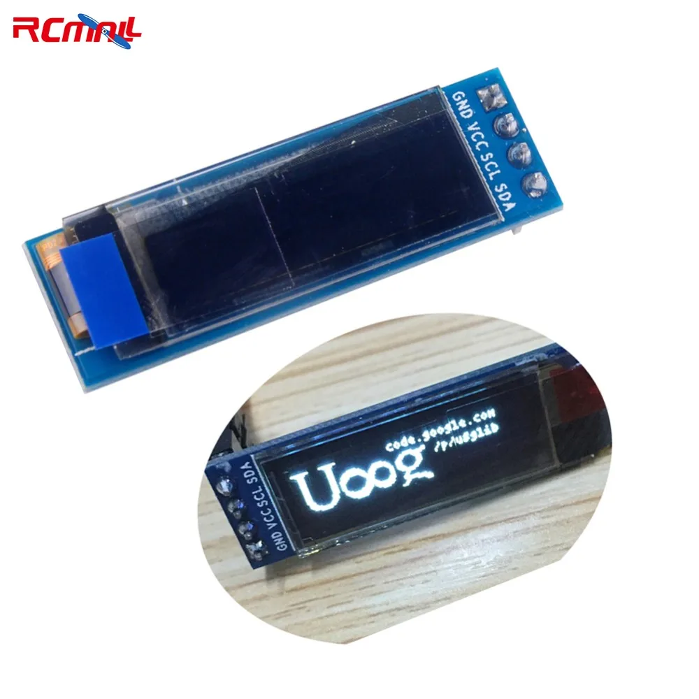 OLED ЖК дисплей RCmall 0 91 дюйма модуль 128x32 I2C IIC последовательный Белый экран 12832 SSD1306