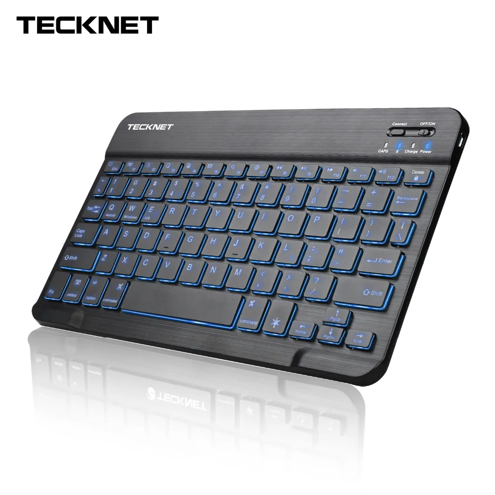 

TeckNet Bluetooth Illuminated Keyboard Slim Portable 7-Colors Adjustable Backlit Wireless Keyboards for iOS Mac Android Windows