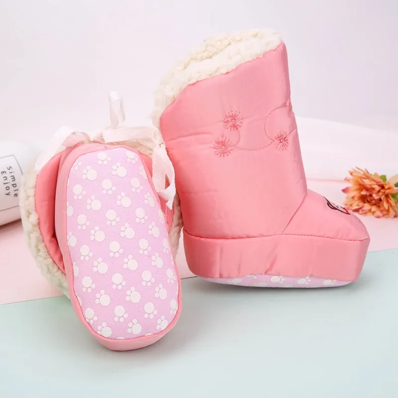 Детские зимние сапоги для младенцев, новорожденных, обувь с мишками, для мальчиков и девочек, для первых прогулок, Теплые Зимние ботиночки, водонепроницаемые ботинки для мальчиков 0-12 месяцев