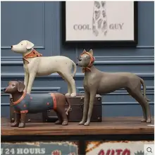 Figuritas creativas de resina de estilo americano, estatua Vintage para perros, manualidades decorativas para el hogar, decoración de habitación, objetos, figuritas de animales de resina