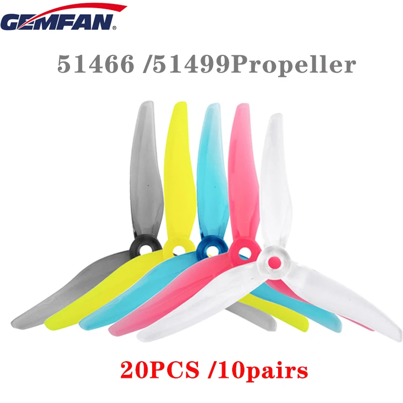 10 пар пропеллеров Gemfan Hurrican 51499 /51466 5 дюймовых лезвий/трехлопастных CW CCW F или 2205 2306