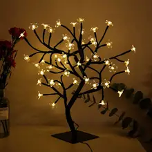 Батарея работает 24/36/48 Светодиодный вишня в цвету Настольный бонсай дерево светильник 0,45 м черный ветви для струйного принтера Desk окна вечерние Свадебный декор