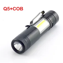Портативный мини светодиодный фонарик двойной светодиодный Q5+ COB фонарь тонкий фонарик; фонарь алюминиевый фонарь es Ночная ходьба освещение использовать AA или 14500