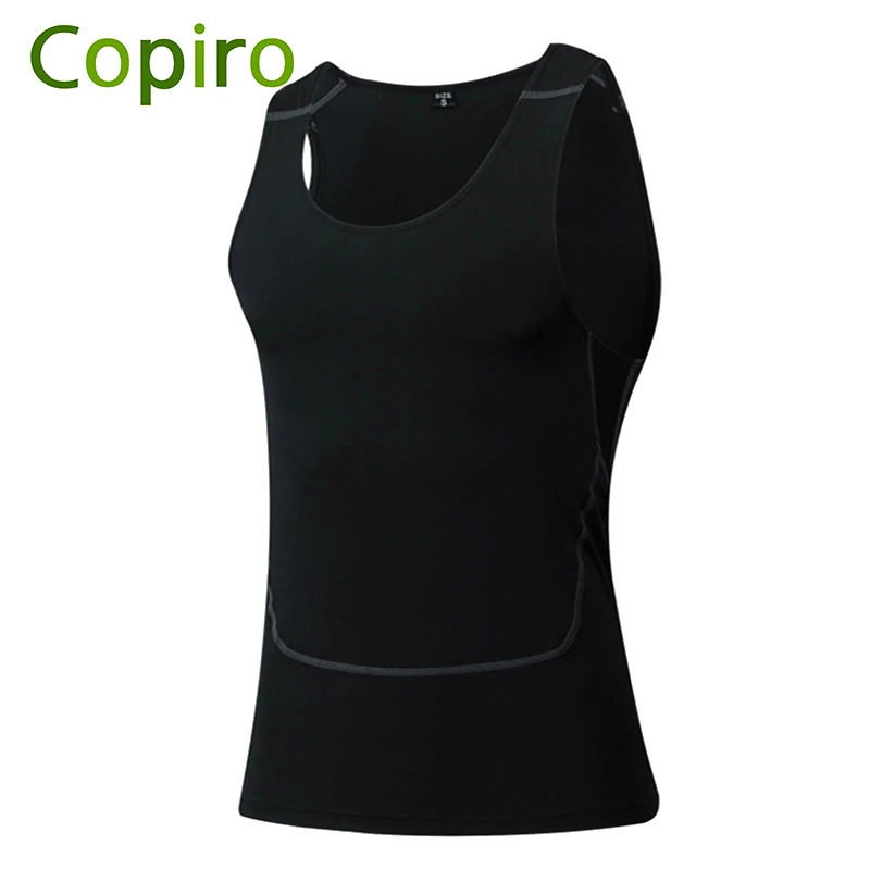 Copiro Running Vests Compression Tops Sleeveless Gym Clothing High Elasticity Sports Training Tights Fitness Jogging Men |
