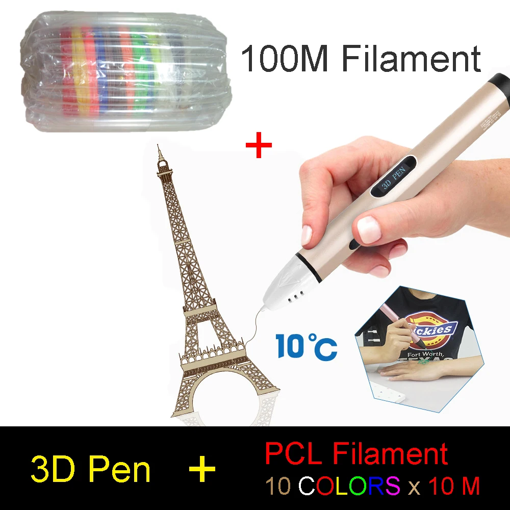 X4 3D Printing Pen Low Temperature Crafting Nozzle for PCL Filament with 5M Filament Refills material 70-100 Degrees Celsius X4 3D Printing Pen Low Temperature Crafting Nozzle for PCL Filament with 5M Filament Refills material 70-100 Degrees Celsius