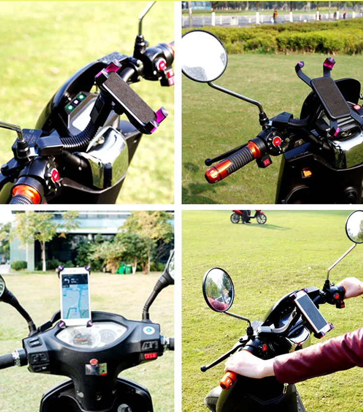 HuaTLak Motorcycle Motorbike Phone Holder Motorcycle Handlebar Rearview