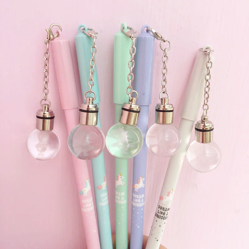 

New Kawaii Plastic Novelty Light Unicorn Bulb Gel Pen Creative Neutral Pens For Writing Kids Gift School Supplies Stationery