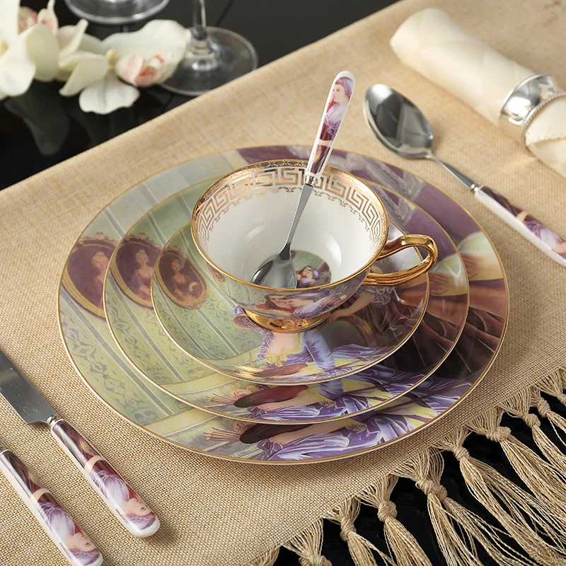 Vintage Painting Bone China Dinnerware Sets Dishes and Plates Advanced