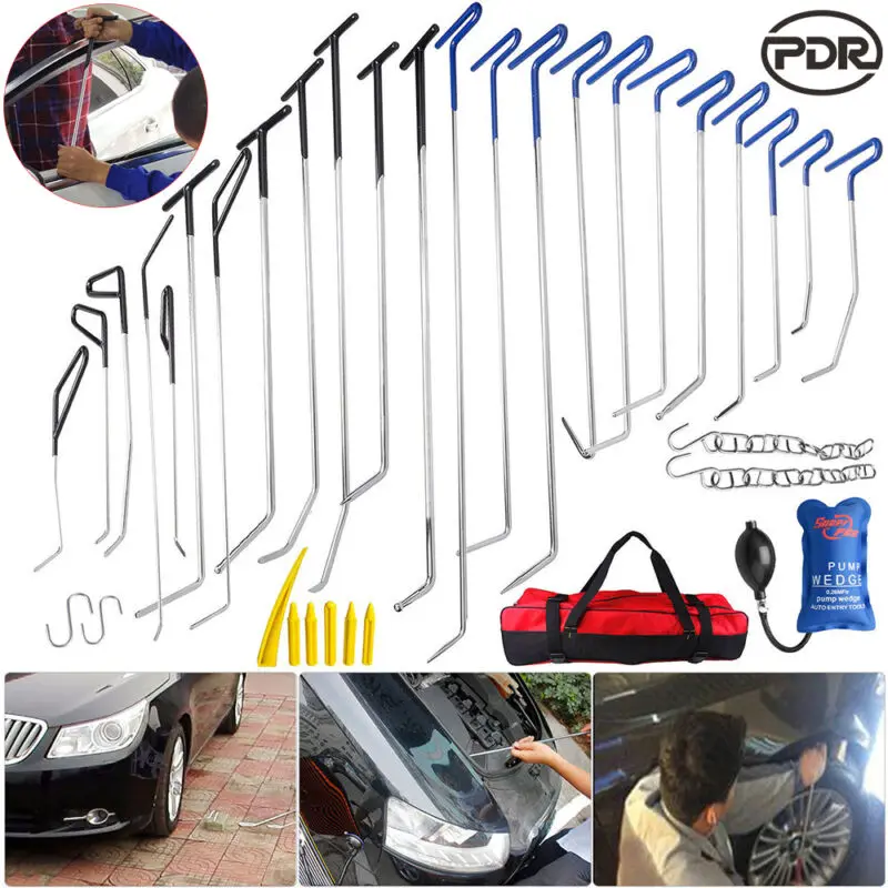 

PDR 23pc PDR Whale Tail Set Crowbars Bags Wedge Pump Dent Damage Repair Toola