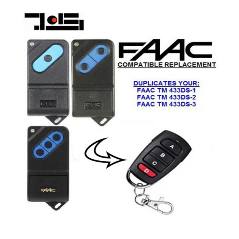 Шт. 1 шт. Пульт Замена для FAAC TM 433DS-1, TM 433DS-2, TM 433DS-3 фиксированный код 433 мГц Дубликатор бесплатная доставка