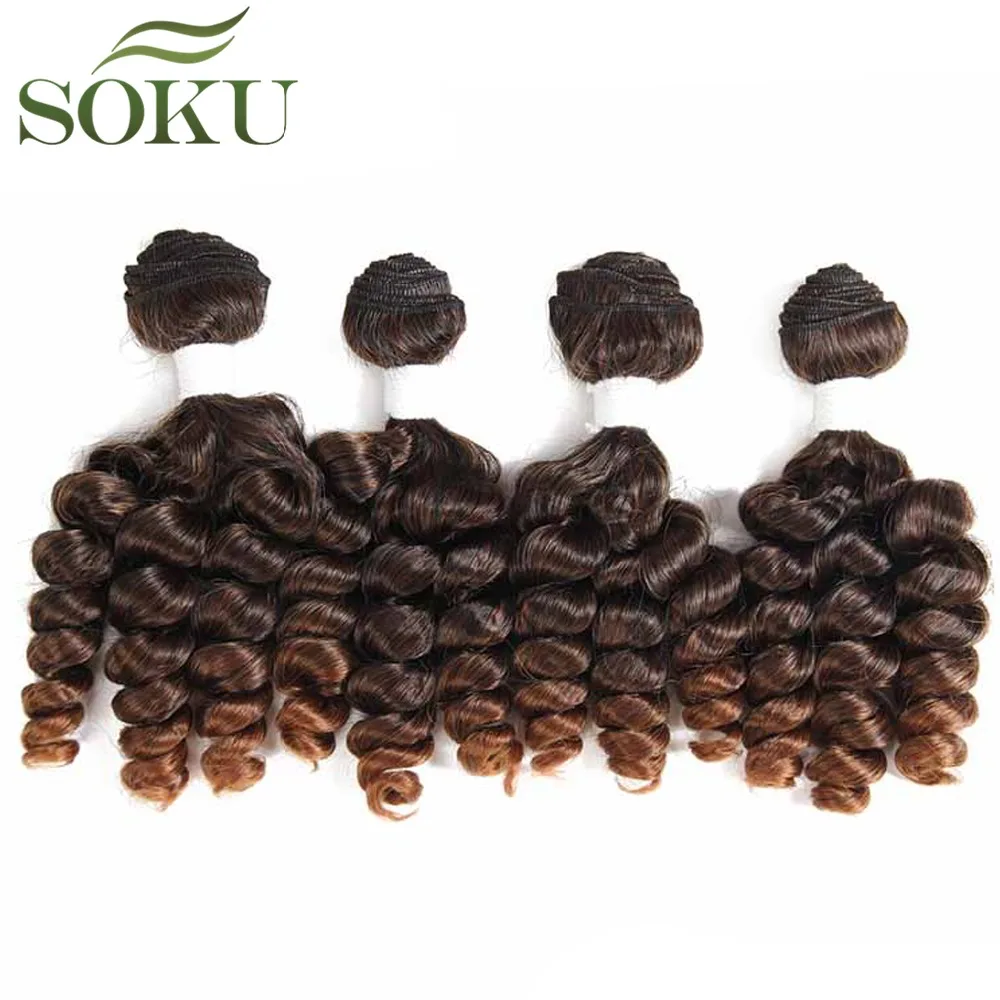 Funmi вьющиеся синтетические волосы ткет 4 пряди в одной упаковке два тона T1B/#30 короткие волосы уток для наращивания высокотемпературное волокно SOKU