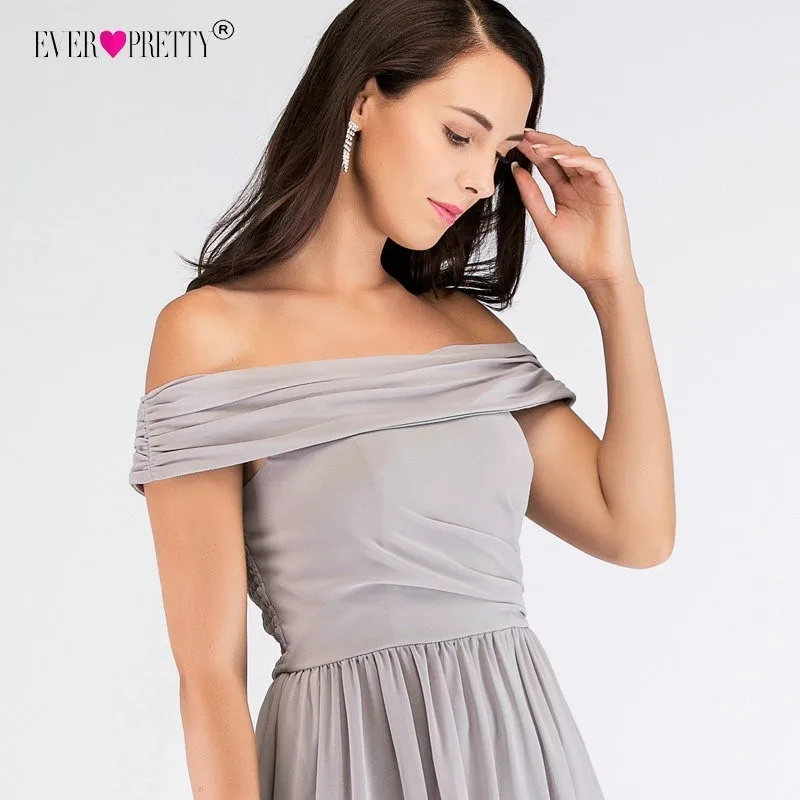Серое длинное платье для подружки невесты Ever Pretty женское А силуэта Формальное