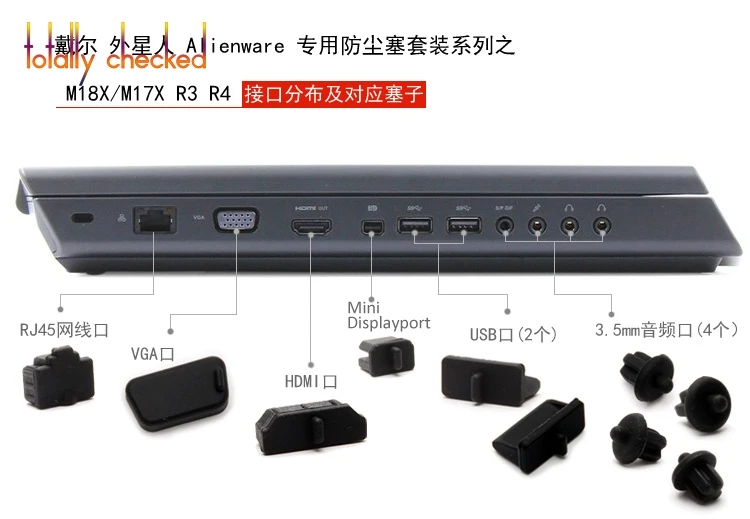 Прочный черный ПК резиновая заглушка от пыли для разъема фиксаторы уход за кожей лица маска для Alinware 11, 13, 14, 15, 17, 18, M11X M14X R3 M15X M17X R4 R5 M18X R3