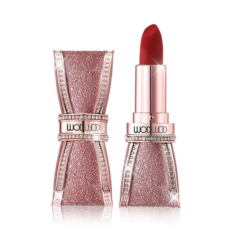 

WODWOD Brand Rhinestone Bow Lipstick Matte light Foggy surface Lipstick Lasting Moist