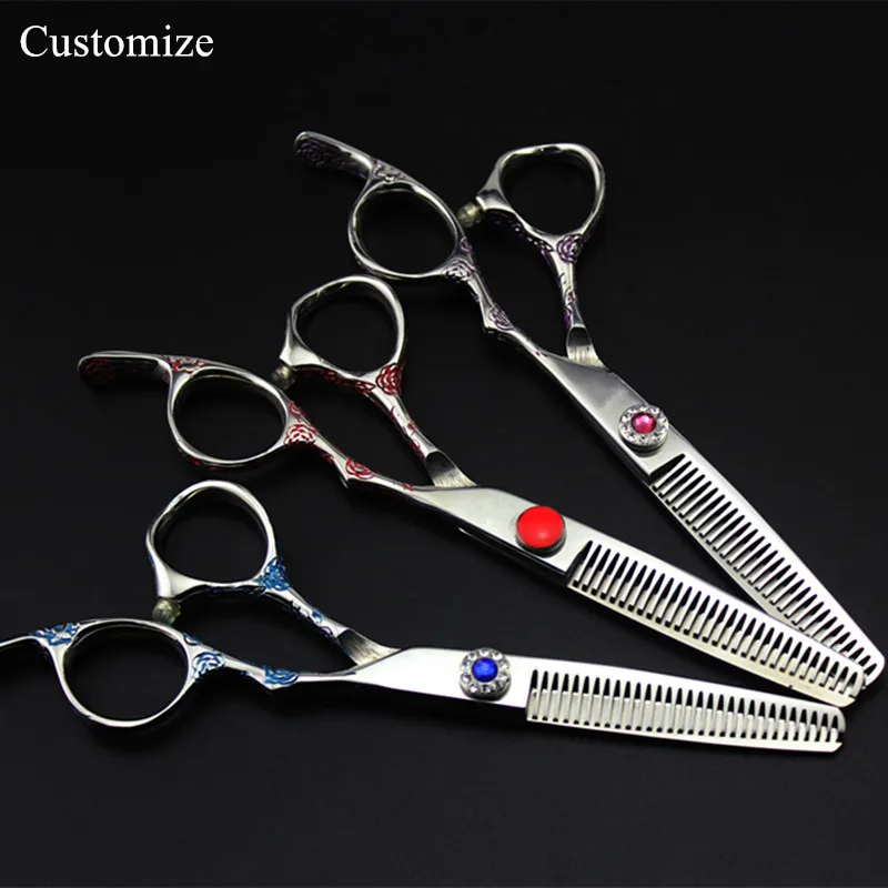 Customize Logo Japan 440c 6'' Color Plum Hair Salon Scissors Cutting