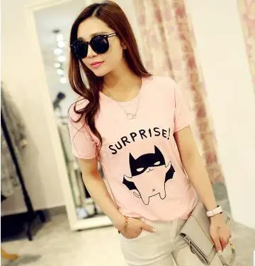 

HGFS Woman Tops Summer Cartoon Cat Tiger Owl Zebra Strawberry Icecream Vintage Bat Rabbit Bunny T Shirts For Women's Loose