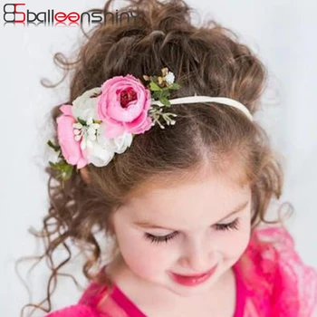 

BalleenShiny Baby Girls Artificial Flower Headband Children Kids Lovely Fashion Hair Band Hair Accessories Photo Prop Hot Sale