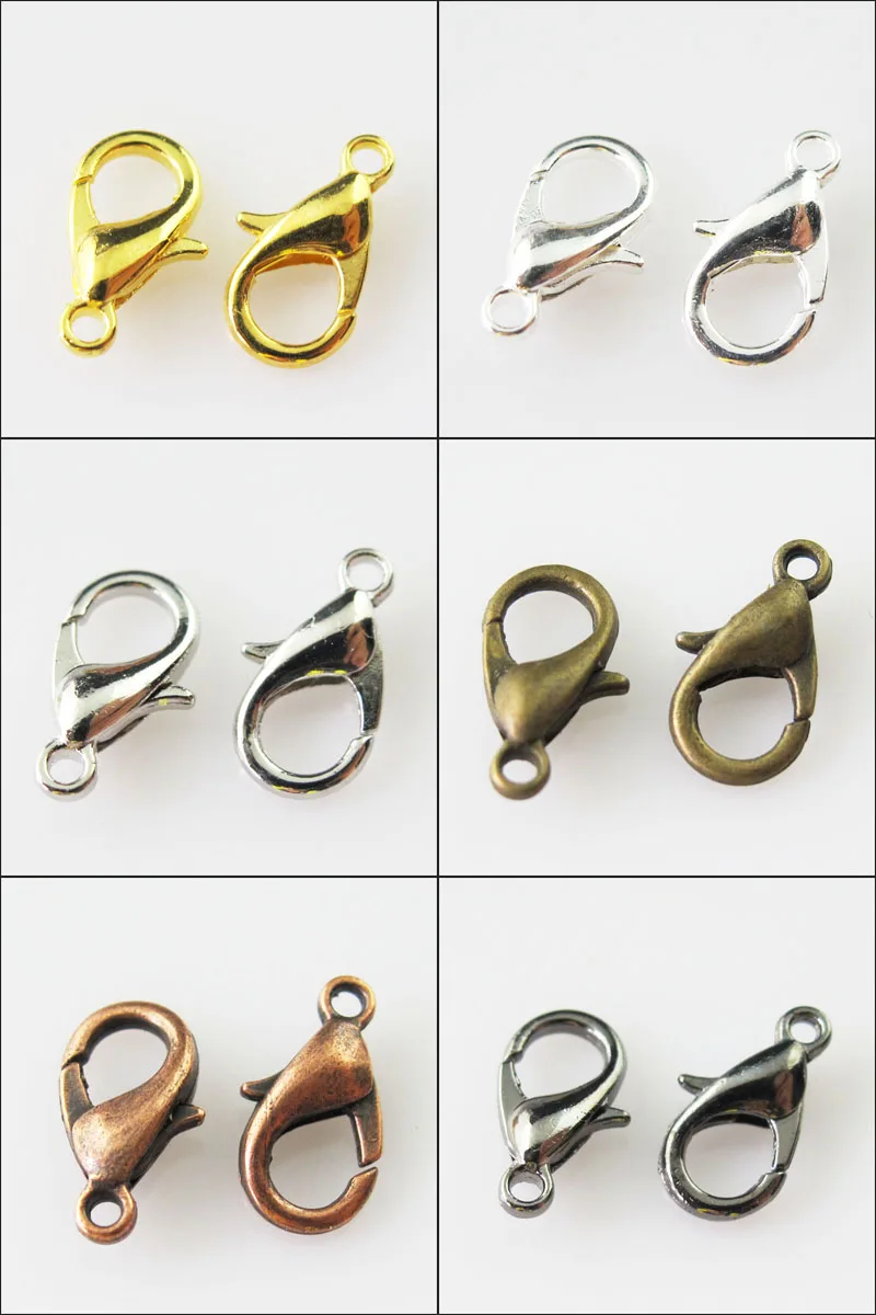 

New 25Pcs Lobster Clasps Connectors Gold Silver Bronze Plated 7x12mm