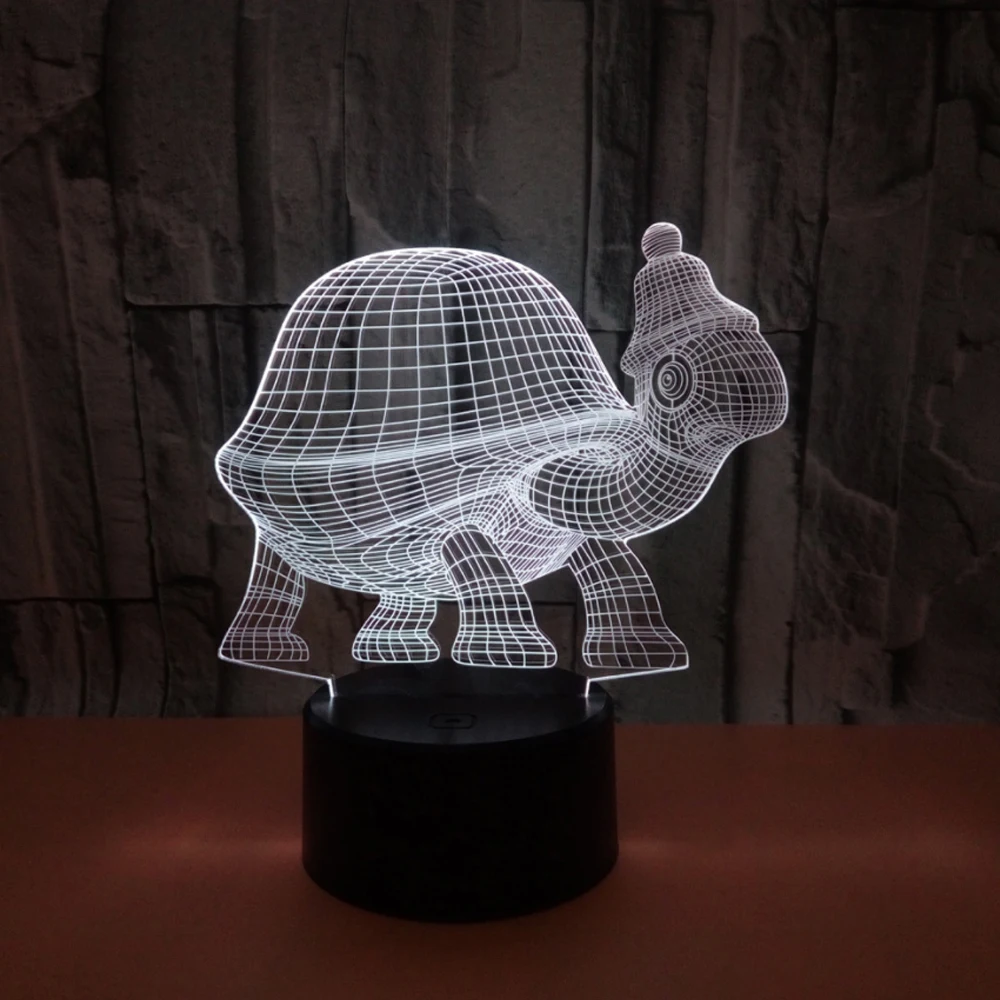  tortoise Model Illusion 3d Lamp LED 7 Color Changing Animal 3d Visual Led Night Lights For Kids Toy