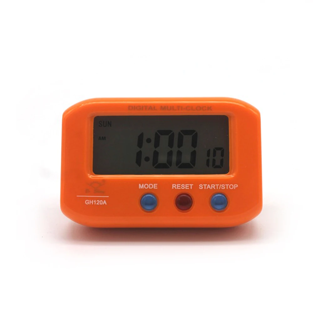 Автомобильный электронный секундомер, ЖК-часы, портативные карманные цифровые электронные часы-будильник для путешествий с подсветкой повтора - Цвет: Оранжевый