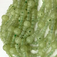 Высококачественный настоящий зеленый нефрит Софора голова Будды Тибетский гуру Бусины Подходят Ювелирные изделия DIY ожерелья(10 бусин/лот