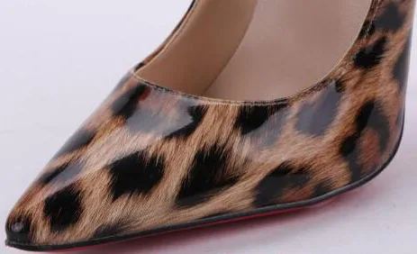 Брендовая обувь красные лодочки на высоком каблуке высотой 12 см женские свадебные туфли черные открытые туфли на высоком каблуке - Цвет: Leopard 8cm heel