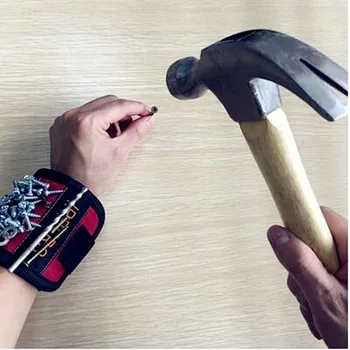 

2019 Wristband Portable Small Tool Bags 5 Grid Strong Magnets Screws Nails Drill Bits Electrician Bag Magnetic Bracelet For Tool