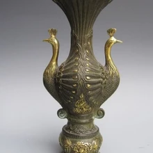 USPS в США S3284 Китайский изысканный классический Бронза Медь двойной птица Зун Ваза-Кубок