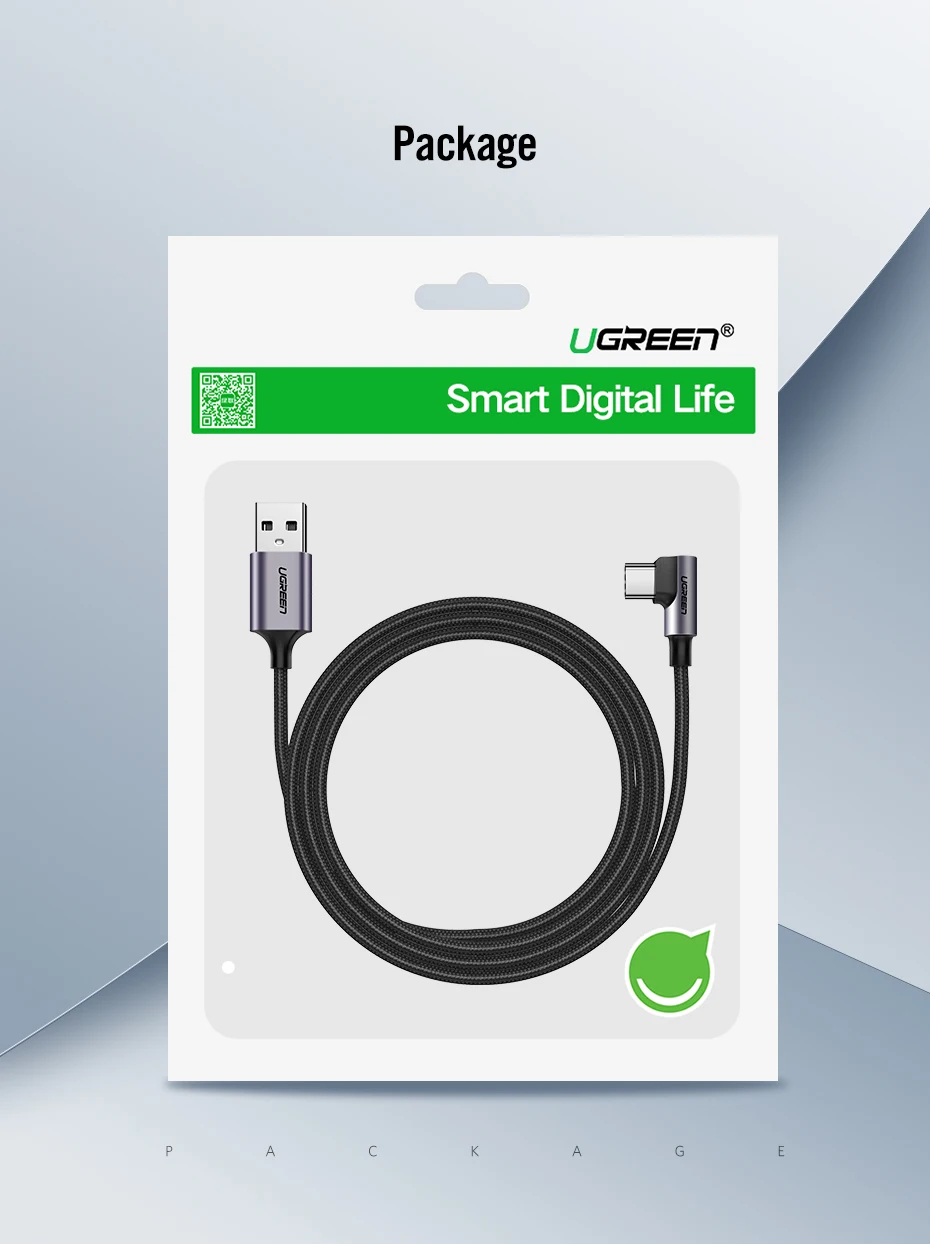 Ugreen 3A usb type C 90 градусов USB C кабель для samsung Galaxy S10 S9 Plus Xiaomi Mi 8 6 MAX 3 LG USB C кабель передачи данных для быстрой зарядки