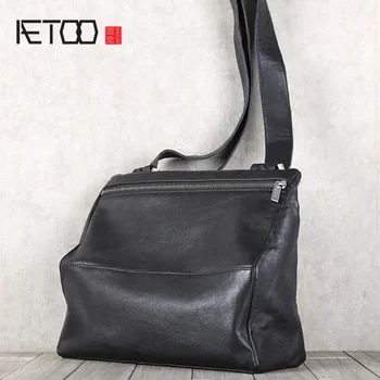 

AETOO Men's cowhide single shoulder oblique cross bag head layer cowhide casual leather bag