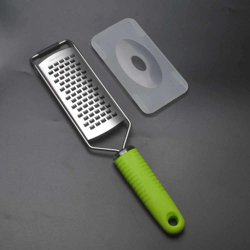 

Free shipping Stainless Steel Kitchen Vegetables Cheese Zester Microplane Grater Lemon/Cheese Zester With Green TPR handle