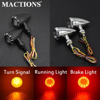 

2Pcs Motorcycle LED Brake Turn Signal Light Indicator Lamp Universal 4 wire 12v For Harley Cruiser Chopper Bobber Cafe Racer
