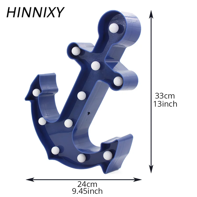 Hinnixy LED ночник крутой якорь форма темно синий пиратский матросский светильник