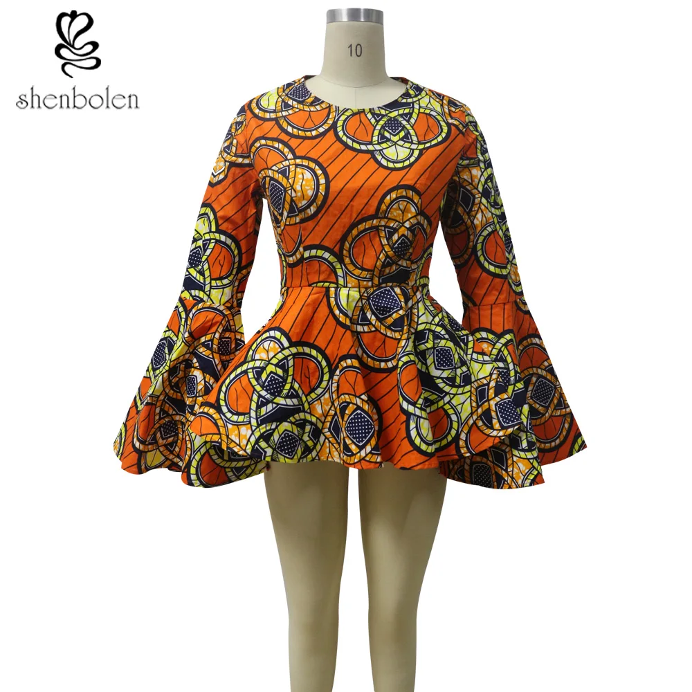 Африканская одежда для женщин Традиционная Классическая восковая печать хлопок Хаббл-пузырь рукав блузка