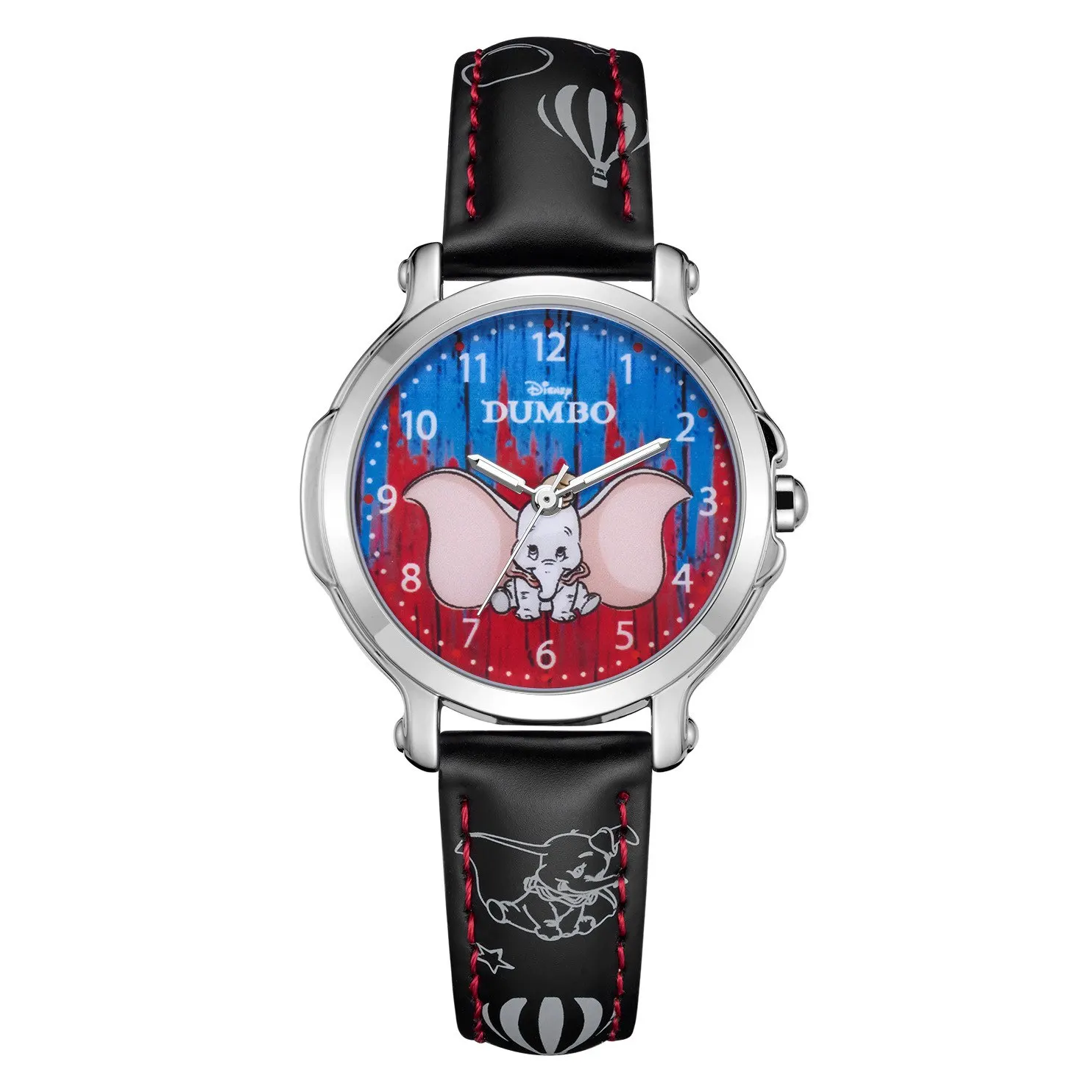 DUMBO Детские Кварцевые часы для девочек, PU ремешок, водонепроницаемые Модные Повседневные детские часы с рисунком Диснея, подарок для учеников - Цвет: Черный