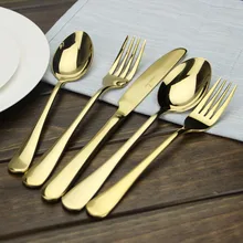 Aoosy besteck set einfache moderne 5-teiliges vergoldet edelstahl besteck abendessen löffel messer gabel spiegel polieren 1 satz