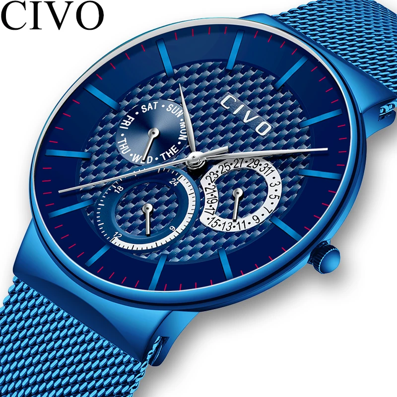 

CIVO Fashion Top Brand Quartz Watch Men Waterproof Sport Casual Mens Watches Luxury Reloj Hombre 2019 Relogio Masculino Clock