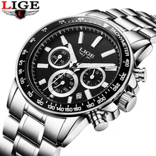 Brand Luxury men's quartz-watch stainless steel Waterproof watches Men Multi-function Sport Wristwatches Clock Relogio Masculino