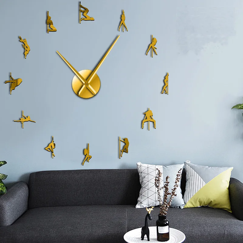 3D Сексуальная Съемная акриловая Наклейка на стену, настенные часы diy, большие бесшумные домашние часы, украшение для гостиной klok - Цвет: gold 122