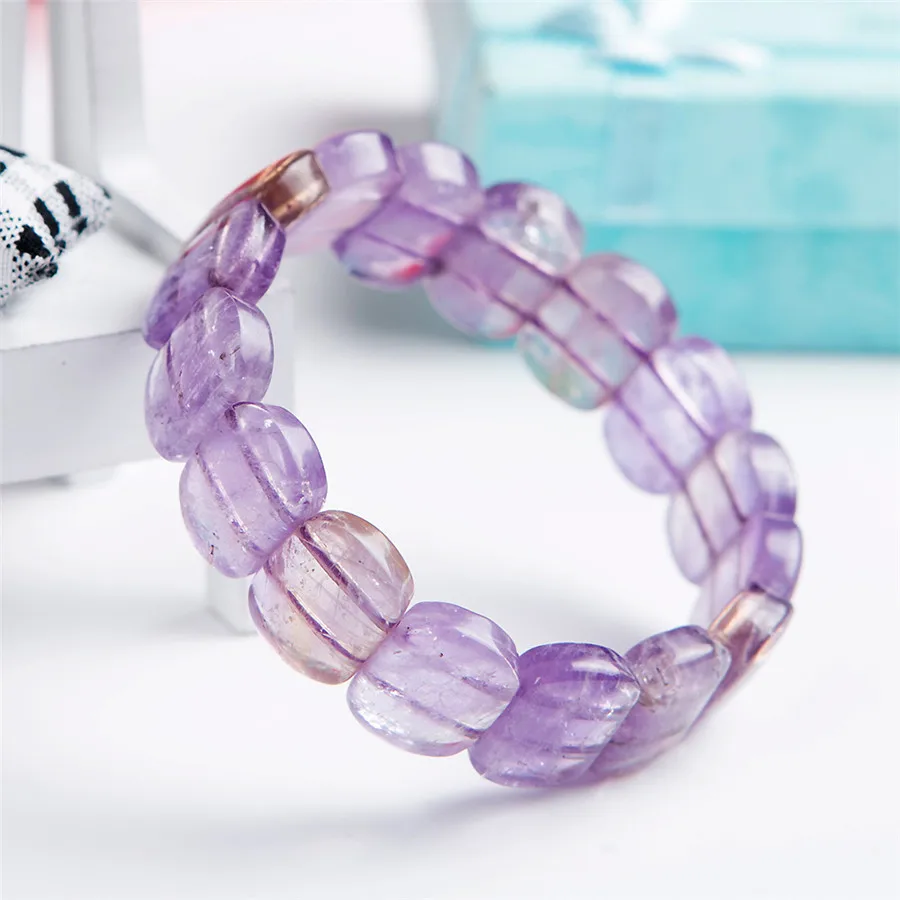 

Natural Quartz Crystal Rectangle Beads Woman Stretch Charm Bracelet AAA Free Shipping