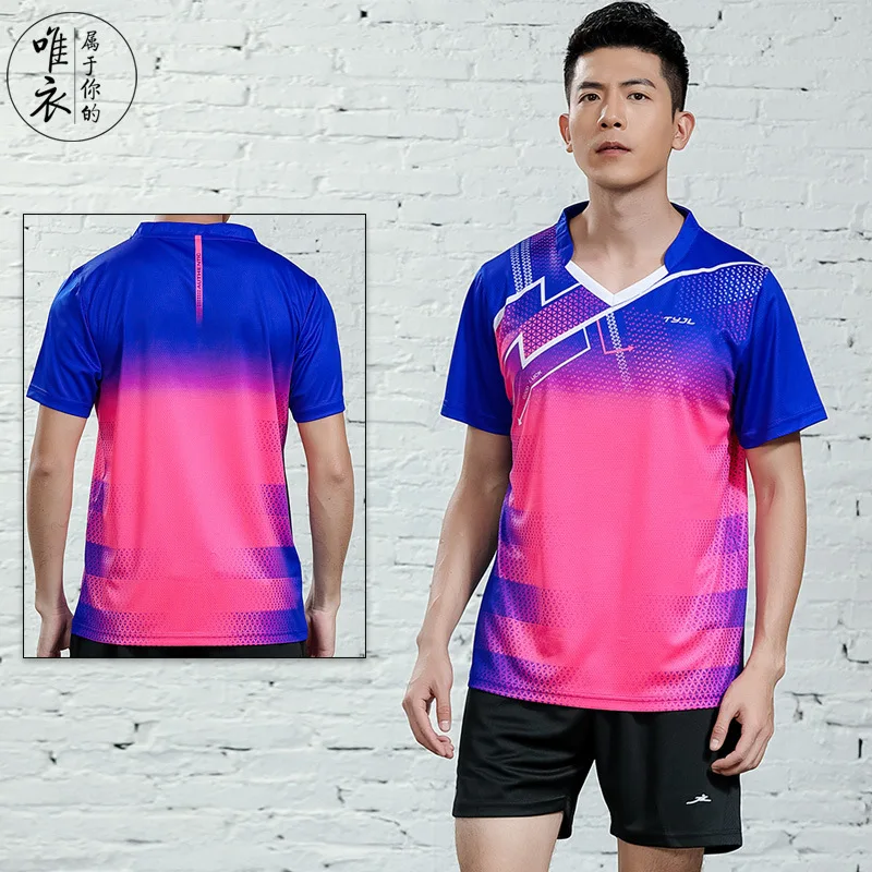 Мужская и Женская теннисная Джерси, дышащая теннисная одежда, теннисная рубашка для настольного тенниса, одежда для бадминтона, женские рубашки для гольфа, спортивная одежда - Цвет: Men Sports Suit 1